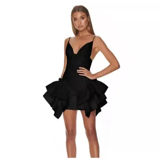 C2263 2020 Fashion New Black Halter Ruffle Mini Bodycon Women Bodycon Dresses best wholesale items toresell ladiesclothes
