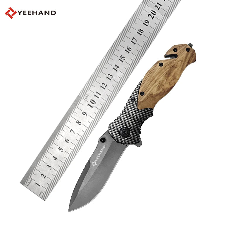 Promotion Edc Pocket Knife Steel Stainless Wooden Handle Tactical Folding Knife