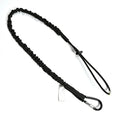 Black Custom  Wrist Lanyard Heavy Duty Retractable Tool Tethering Coiled Safety Lanyard Tool Crimp Carabiner for Tool Lanyard
