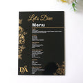 Custom Design Elegant Style Black Acrylic Gold Foiling Menu Card Wedding Acrylic Invitation Cards With Envelopes