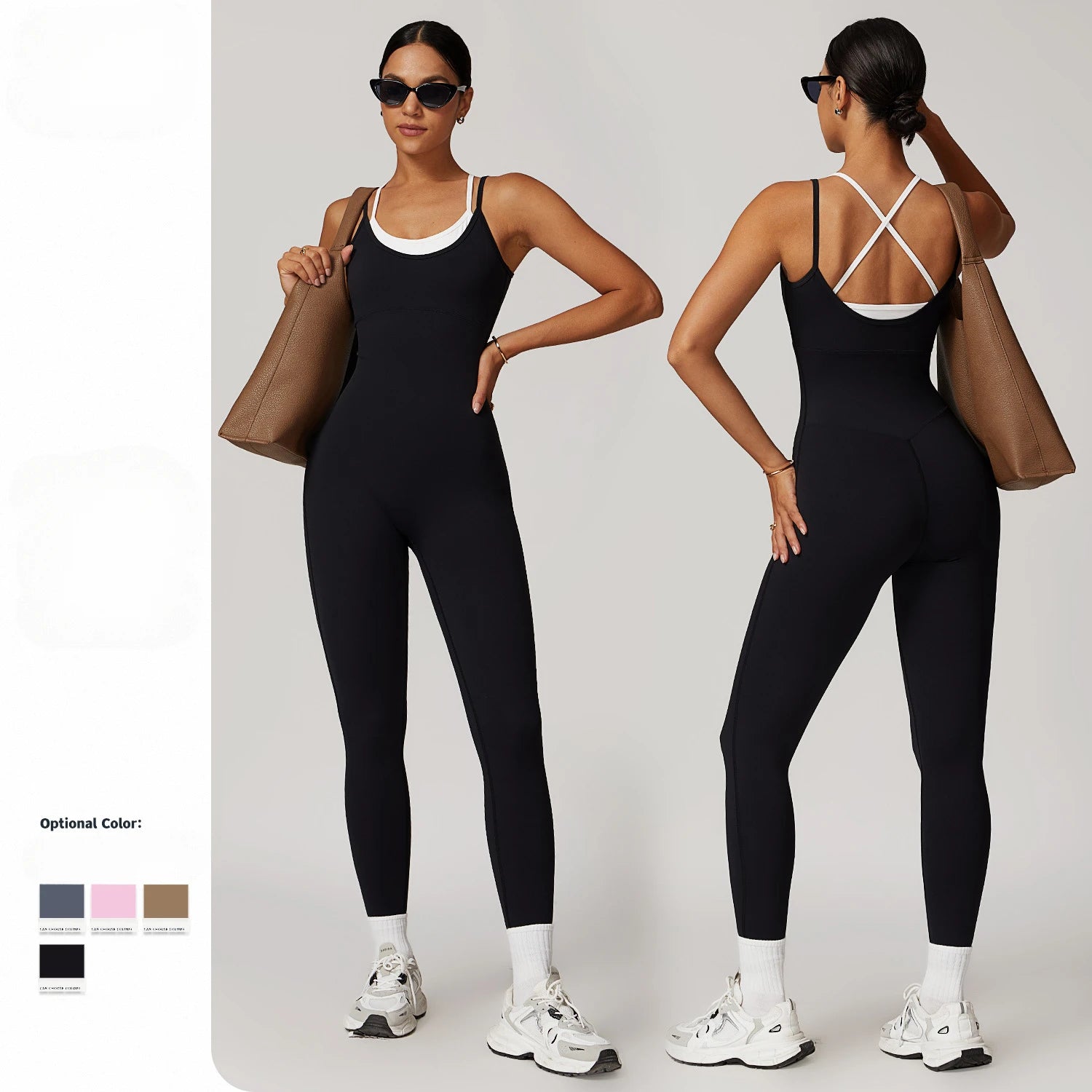 Women's One Piece Jumpsuit Patchwork Tummy Control Bodysuit with Sleeveless Yoga Design Breathable and Lightweight Rompers