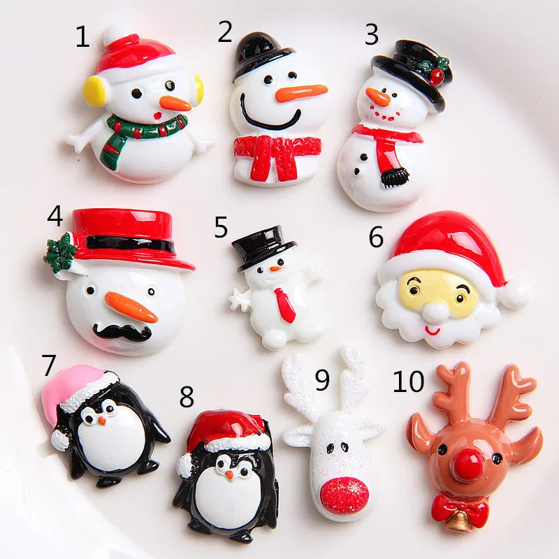 New Arrival Lovely Artificial Resin Penguin Snowman Phone Case Decorative Crafts Charms Christmas Ornament Flatback Accessory