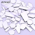 JUNAO Factory Hot Sale Mix Size Sil Ver Mirror Glue on Acrylic Rhinestone for Clothes Decoration