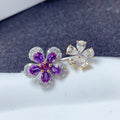New Design Adjustable Classic Wedding Party Display 925 Sterling Silver Pear Cut Natural Amethyst Rings Set Platinum Rhodium