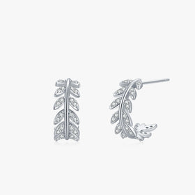 Ailmay 100% 925 Sterling Silver Fashion Dazzling Zircon Leaf Stud Earrings for Women Wedding Statement Fine Jewelry Brincos
