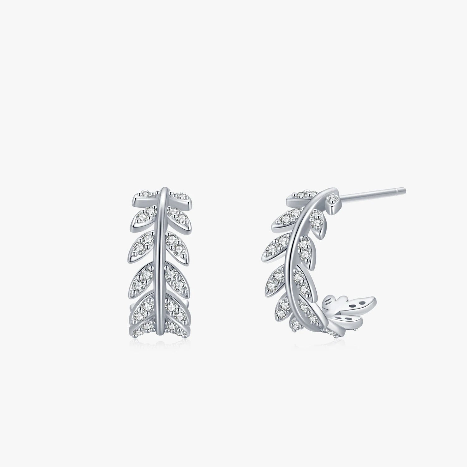 Ailmay 100% 925 Sterling Silver Fashion Dazzling Zircon Leaf Stud Earrings for Women Wedding Statement Fine Jewelry Brincos