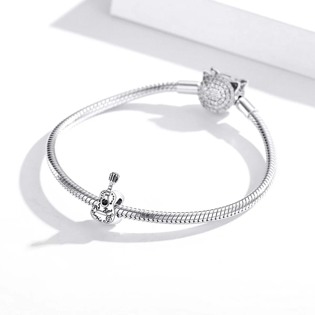 New Style 925 Sterling Silver Guitar Pendant Bracelet Charms for Jewelry Making