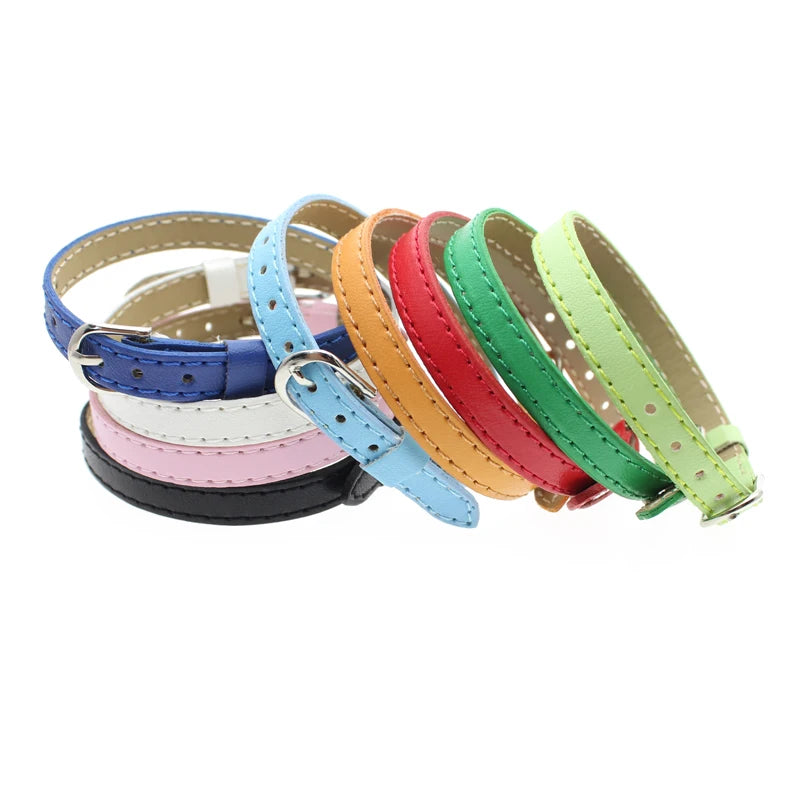 8mm PU Leather Bracelet for Slide Charms Letters Wristband  Pet Collar DIY Accessories Women Jewelry Making Gift