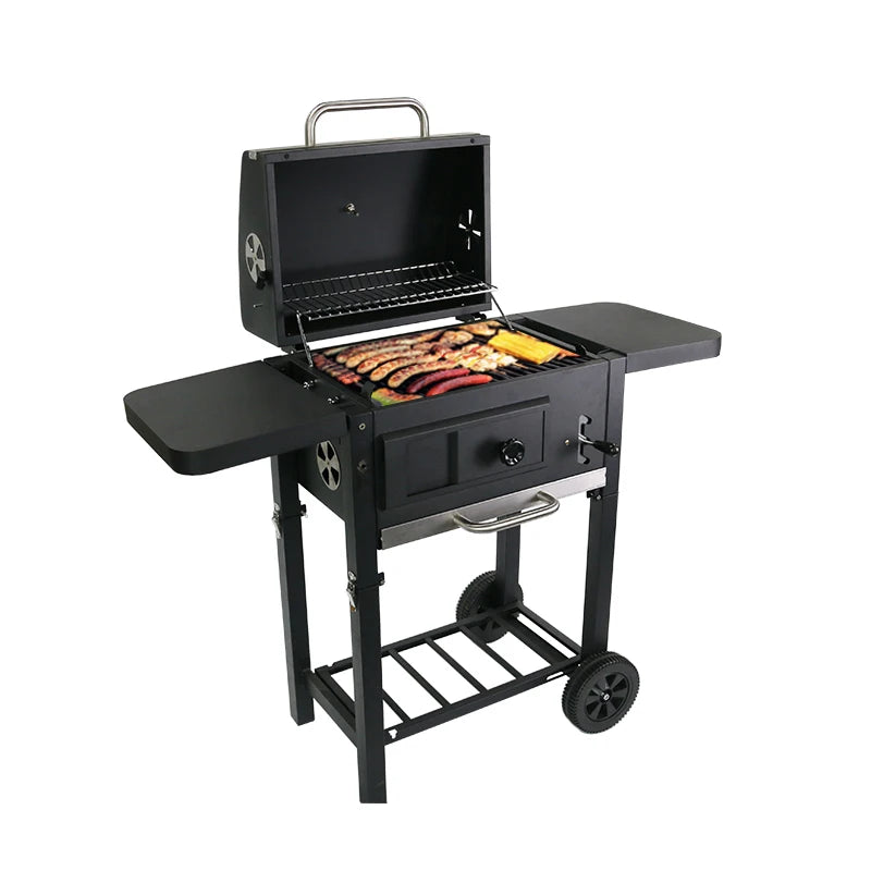 OEM Outdoor Balcony Potable Enamel-Coated Charcoal Barbecue Cast Iron Grill ISO9001 Certified Customizable Color & Size