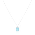 925 Sterling Silver 18K White Gold Plated Geometry Gemstone Rectangle Shape Bezel Setting Amazonite Pendant Necklace