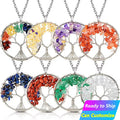 Wholesale 50mm Vintage Copper Wire Wrapped Tree Life Pendant Natural Crystal Quartz Necklace Handwork Fashionable Healing Stone