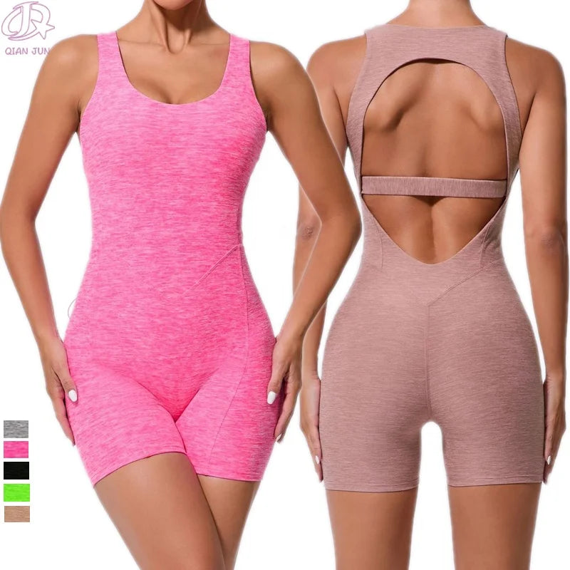 Women's Sleeveless Quick-Drying Fitness Jumpsuit Wholesale Gym Sportswear Bodysuits One-Piece Sports Jumpsuits
