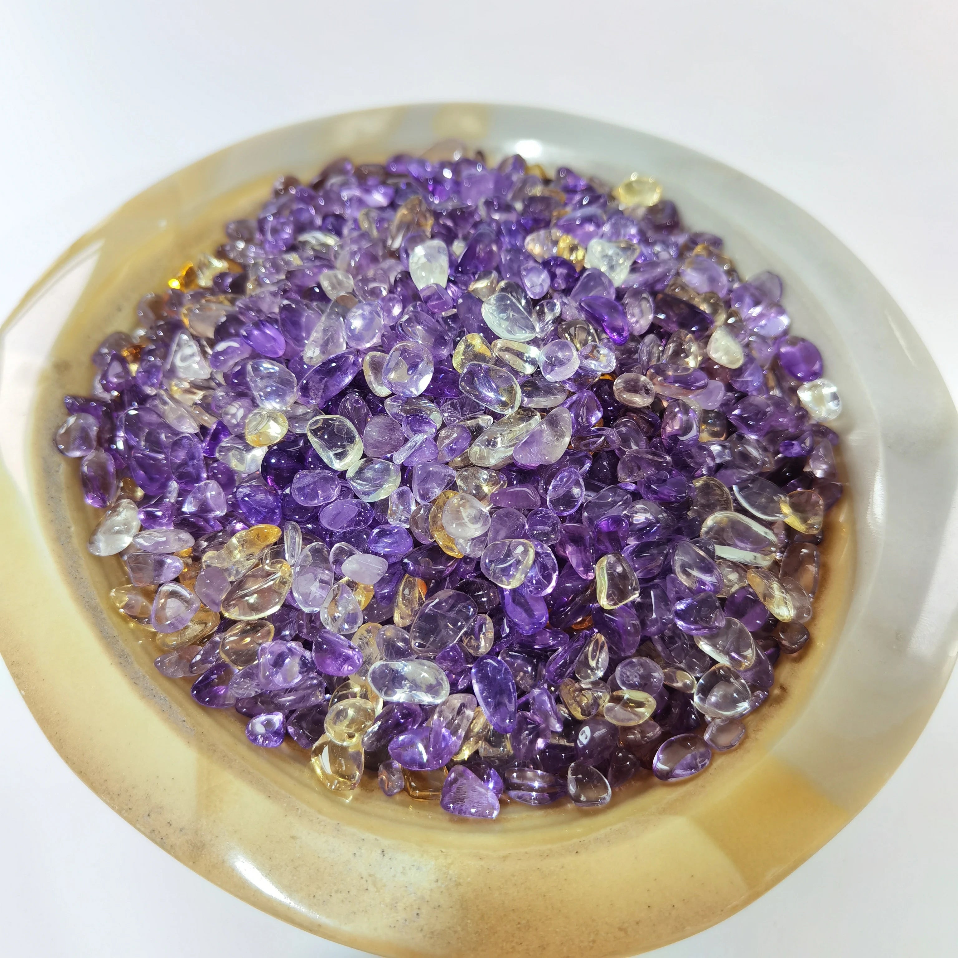 Ametrine Tumble Wholesale Natural Crystal Stone Ametrine Gravel Crystal Tumble Stone for Home Decoration