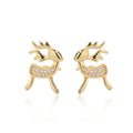 Fashion 925 Sterling Silver Christmas Deer 18k Gold Plated Cute Women's Earrings Factory Wholesale