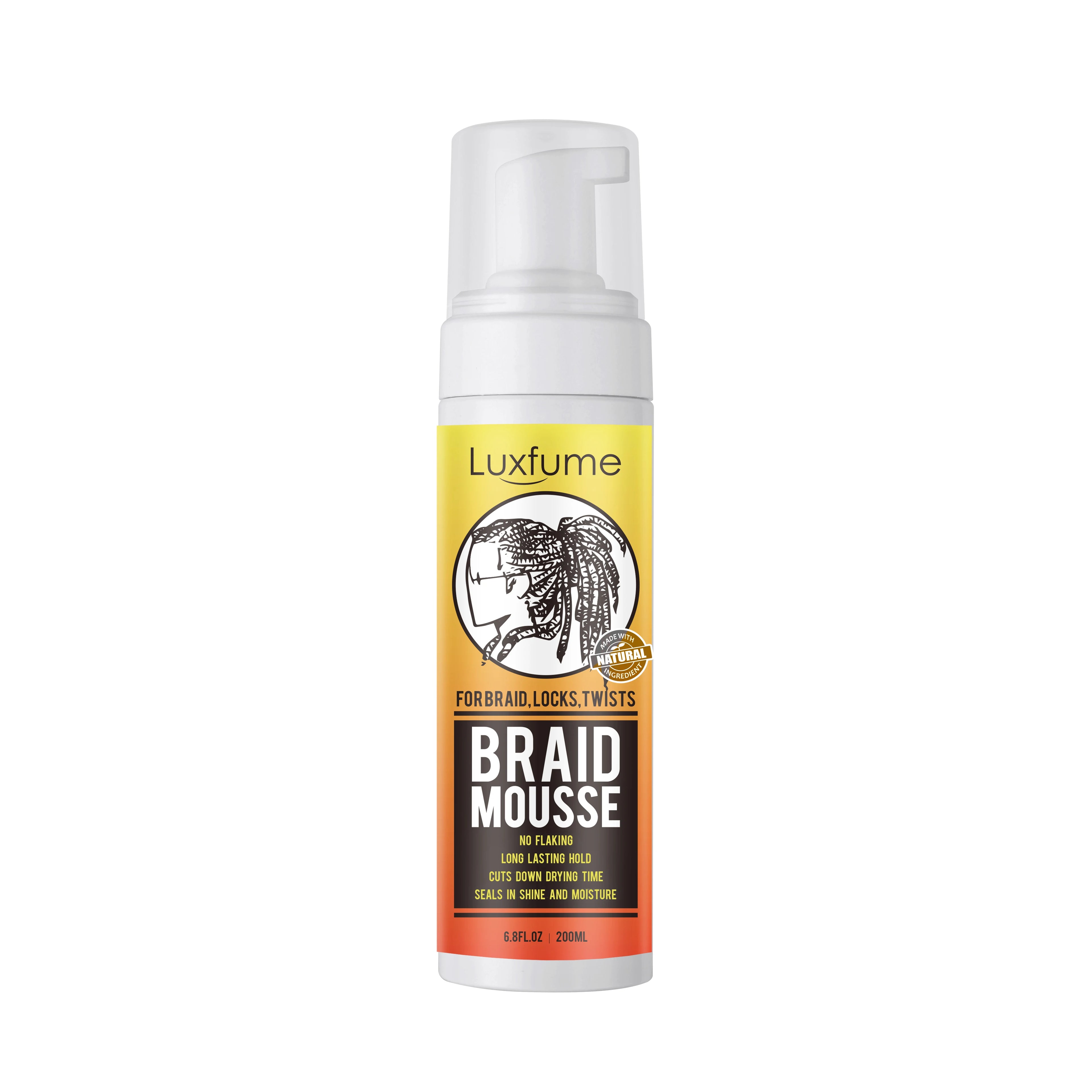 Luxfume Private Label Hair Curly Mousse Styling Strong Hold Organic Anti Frizz Curly Hair Edge Braid Foam Hair Mousse