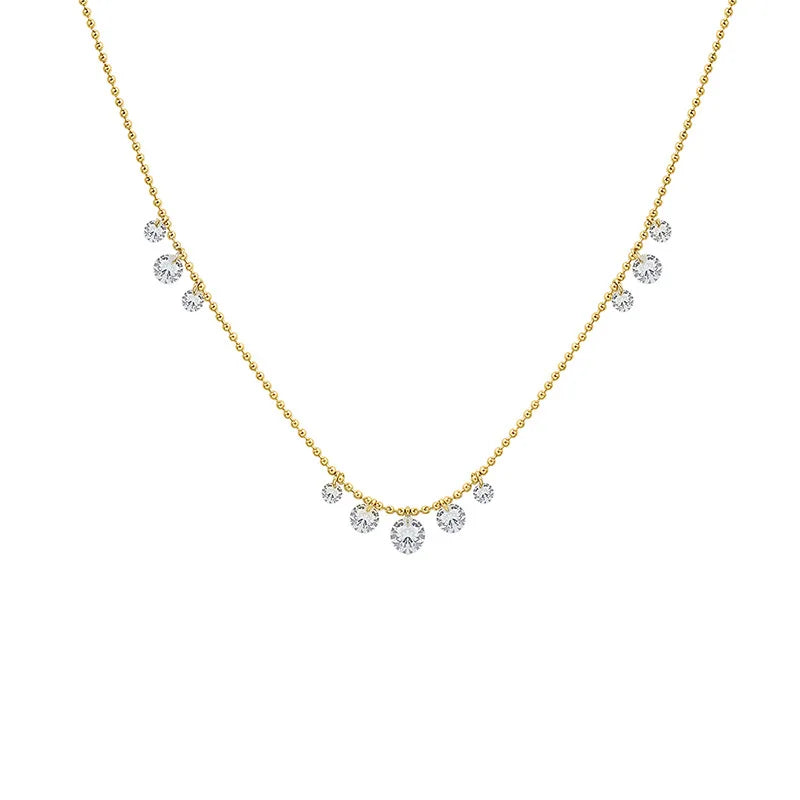 Fashion Valentine's Day Gift Titanium Steel Necklace Stainless Steel Clear Shinny Zircon Pendant Necklace