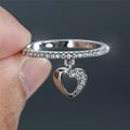 CAOSHI New Design Personalized Heart Pendant Rings for Girls Silver Gold Plated Teenager Finger Fashion Cute Rings Woman