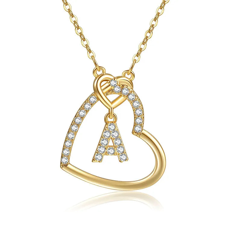 G1050 Wholesale 26 Letters Gold Silver Rose Gold Necklaces Jewelry Alphabet Heart Necklace with Initial