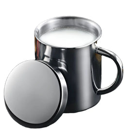 Double Layer Heat-resistant Handle Cup with Lid Made of 304 Stainless Steel Coffee Cup