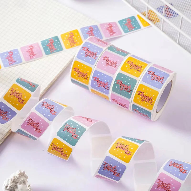 E-500PCS/Roll Wholesale Sealing Stickers Sealing Thanks to Handmade Crafts Wedding Decoration Label