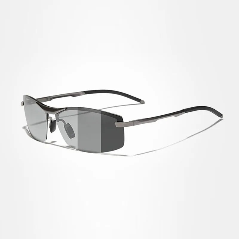 Men's & Women's for Aluminum Pilot Half Rim Photochromic Polarized Sunglasses Chameleon Driving Eyewear Model 7240