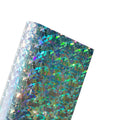 Wholesale 0.4mm Colorful Broken Glass Printed  Holographic Plastic for Sewing Related Creations Pvc Film