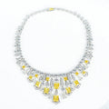 925 Sterling Silver Luxury CZ Diamond Tassel Design Necklace Radiant Cut Iced Cut Yellow Zirconia Necklace for Wedding