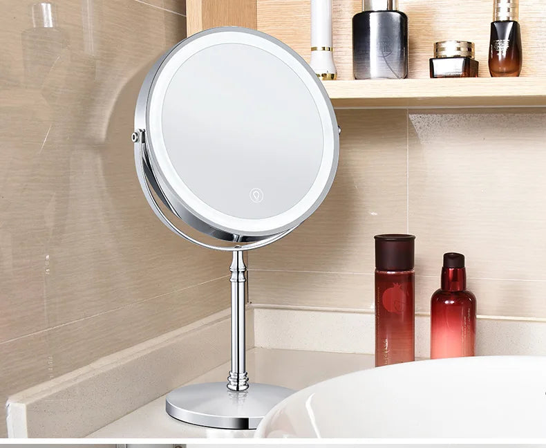 2021 Ultra Thin Double Sided 1/10X Magnifying Mirror with 3 Color Led Lights Makeup Mirror NEW