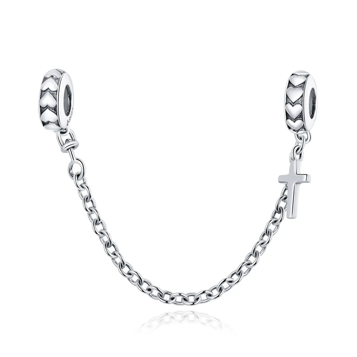 925 Sterling Silver Vintage Simple Cross Safety Chain Charm Fit Bracelet Necklace DIY Woman Jewelry Beads Accessories BSC362