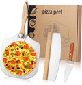 Household Baking Detachable Pizza Shovel Aluminum Metal Non Stick Pizza Peel Paddle Cutter With Foldable Handle