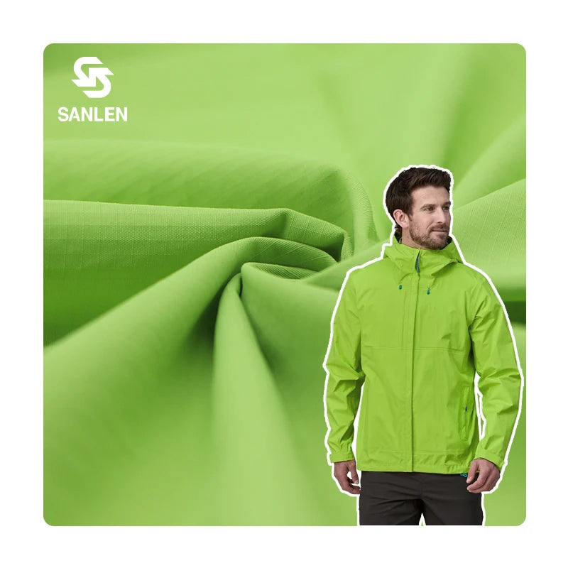 Waterproof Features Trousers 160D Woven Taslan 100% Nylon Fabric 3mm Ripstop for Outdoor Jacket