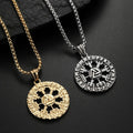 Moge Jewelry Collier Homme New Arrival Male Vintage Stainless Steel Pendant Rune Disc Viking Necklace Men