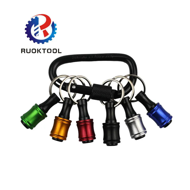 6PCS 1/4inch Hex Shank Extension Bar Keychain Aluminum Alloy Screwdriver Bits Holder Portable Drill Screw Adapter Quick Release