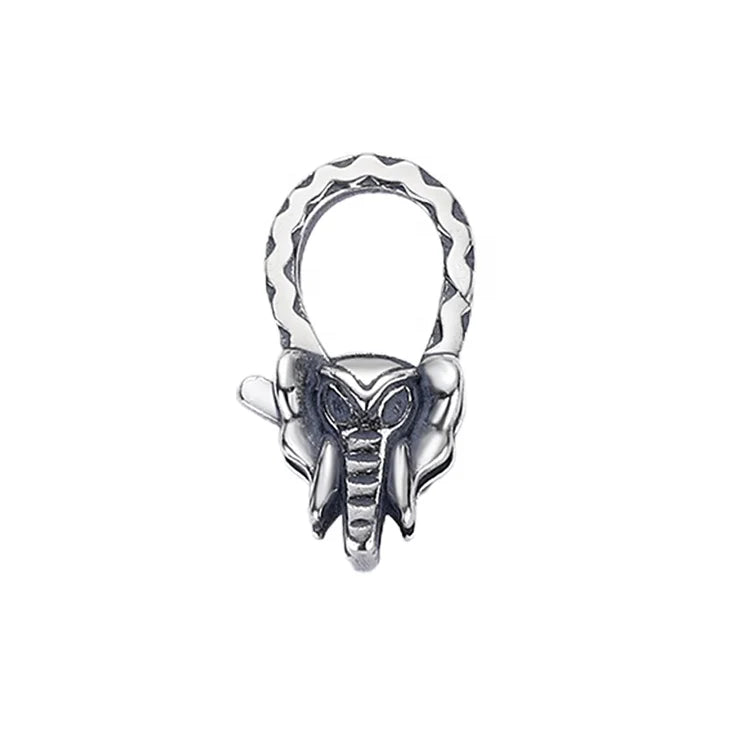 Oxidized 925 Sterling Silver Elephant Lobster Clasp Lock Snap Lock Clasps for DIY Jewelry Assemble