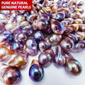 Women's Textured Baroque Freshwater Pearl Jewelry Set 18K Gold Drop Earring Large Pendant Daisy Flower Necklace Pearl