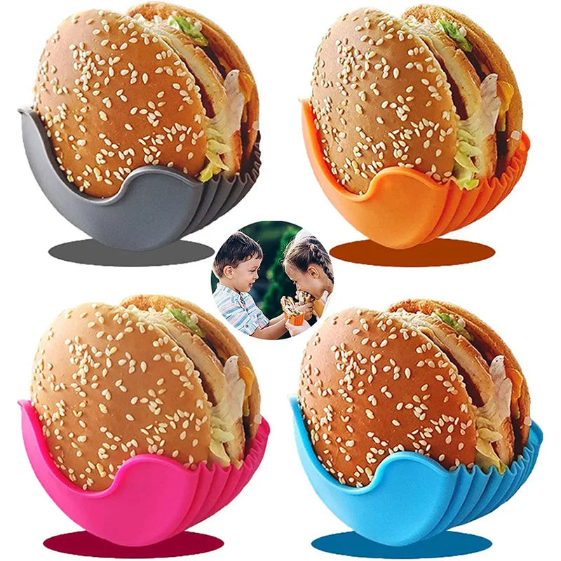 Reusable Expandable Food Grade Silicone Sandwich Storage Food Holder Burger Rack Clip Tool Hamburger Holder for Burger