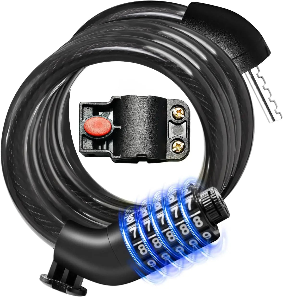 UMEDO 10*1000/1500/2000 mm 5 Code Digits Mtb Grip Bicycle Cable Bike Combination Chain Lock with Bracket