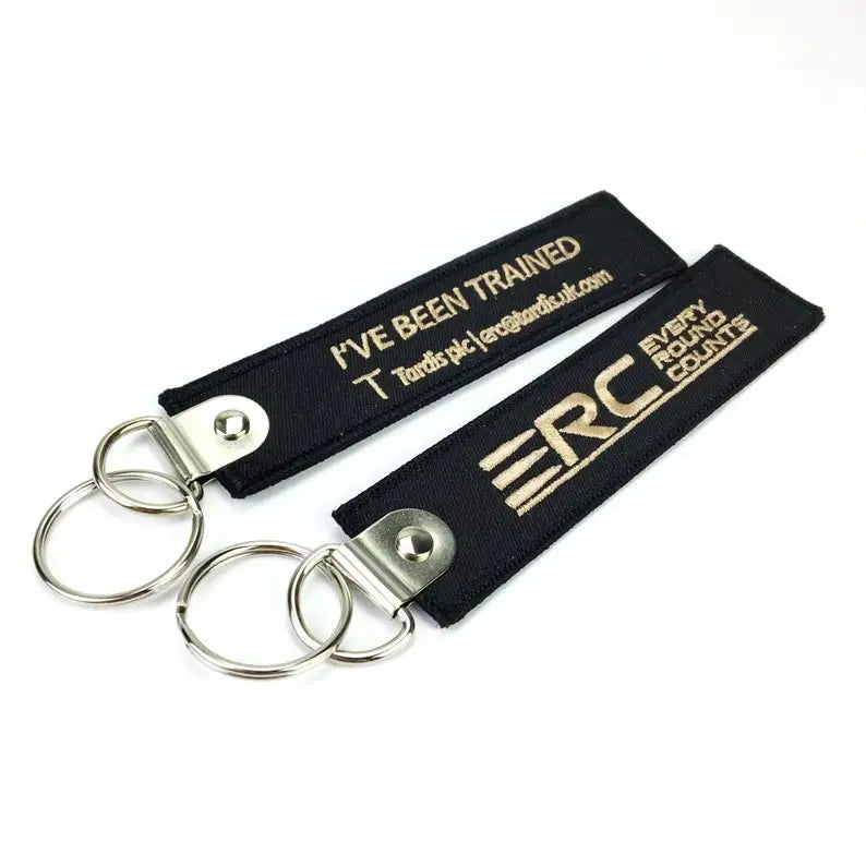 Wholesale Red Double-Faced Embroidery Aviation Keychain Embroidered Textile Custom Fabric Keychain