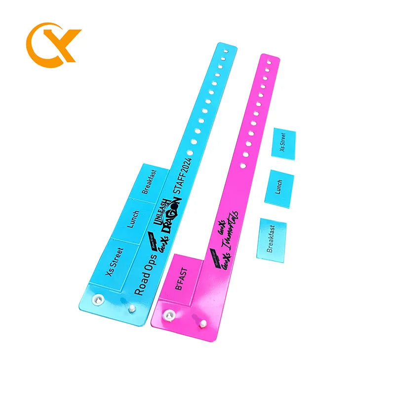 Low Price Disposable Event Wristband PVC Tag RFID PVC Wristband With 3pcs Food Tabs Wrist Bands