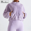 Custom Yoga Coat Fleece Jacket Manufacturer Windproof Tracksuit Fashion Zip up Streetwear Gym Sherpa Fleece Jacket for Women