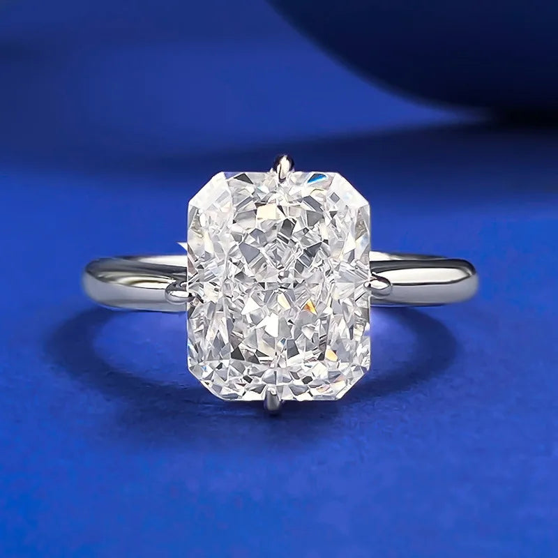 925 Sterling Silver 8*10mm White Ice-flower Cut Zircon Couple Ring