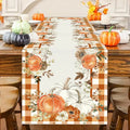 Orange Check Pumpkin Linen Table Runner Printed Modern Style for Thanksgiving Parties Family Restaurants Hotels Home Decor