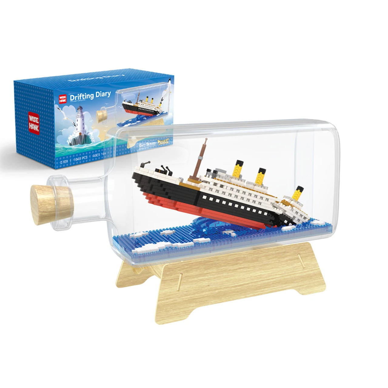 Mini Electronic Building Block Drift Bottle Dropshipping Construction Toy Model of RMS Titanic for Kids 5 to 7 Years Old