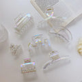 Wholesale Fashion Women Pearl Color Geometry Hair Clip Accessories Transparent Hair Claws for Thick Hair