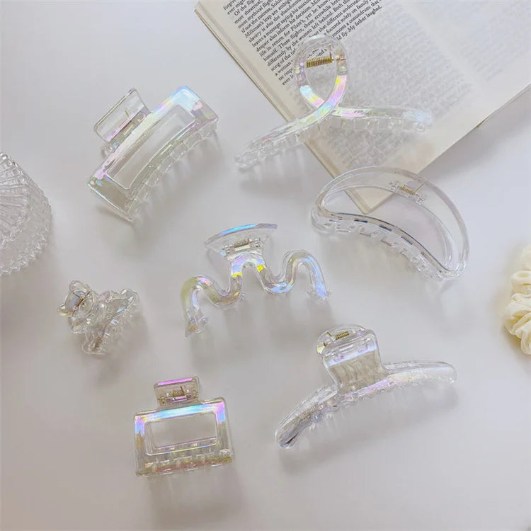 Wholesale Fashion Women Pearl Color Geometry Hair Clip Accessories Transparent Hair Claws for Thick Hair