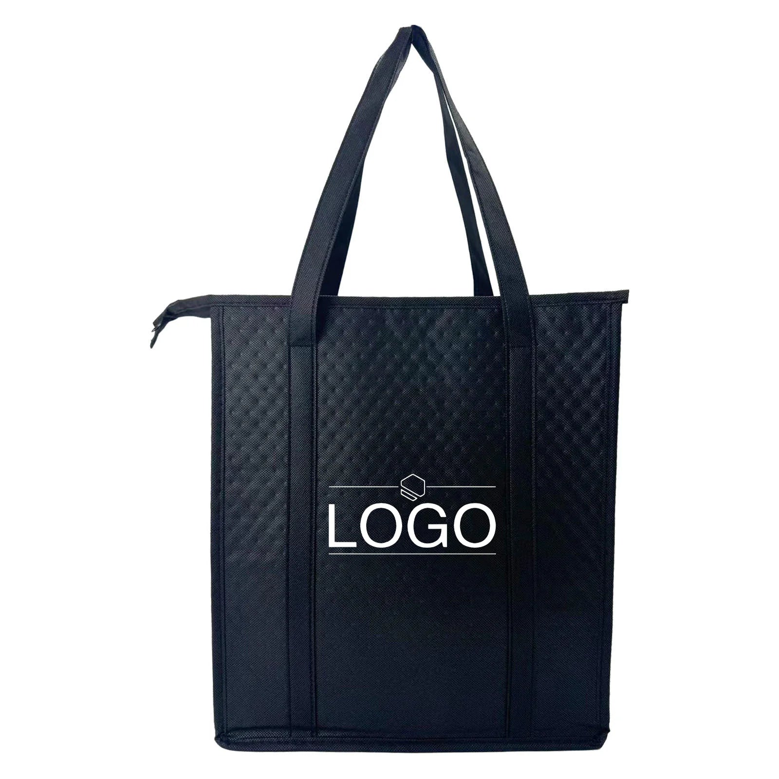 Customizable 20L Insulated Lunch Cooler Bag Foldable Thermal Nonwoven Printed Zipper for Grocery Shopping Travel Packing Hand