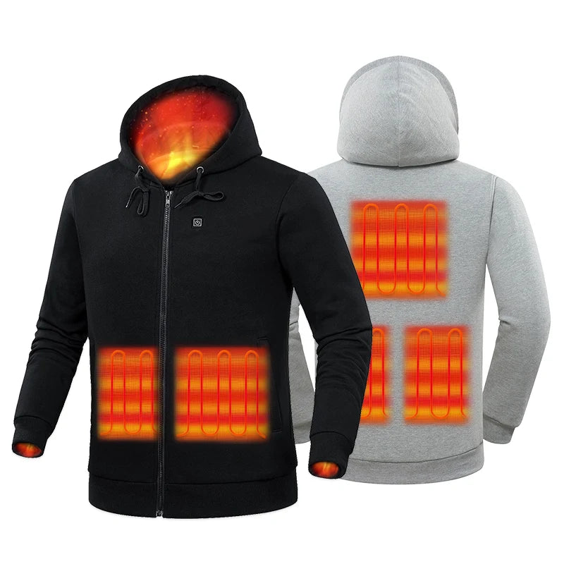 Custom Men Heated Hoodie Warm Safe Self Heated Coating Waterproof Windproof Electric Softshell Heating Jacket