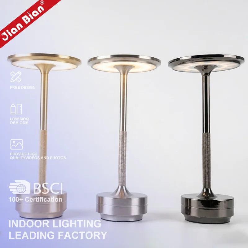 Rechargeable LED Desk Lamp Touch Dimming USB Portable Charging Coffee Shop Bar Vintage Decoration Atmosphere Cordless TableLamp