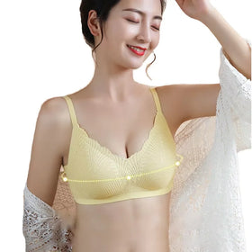 899# Women Seamless Breathable Bra Wireless Push up Removable Pads Lace Lingerie for Daily Wear Invisible Support Underwear Sexy