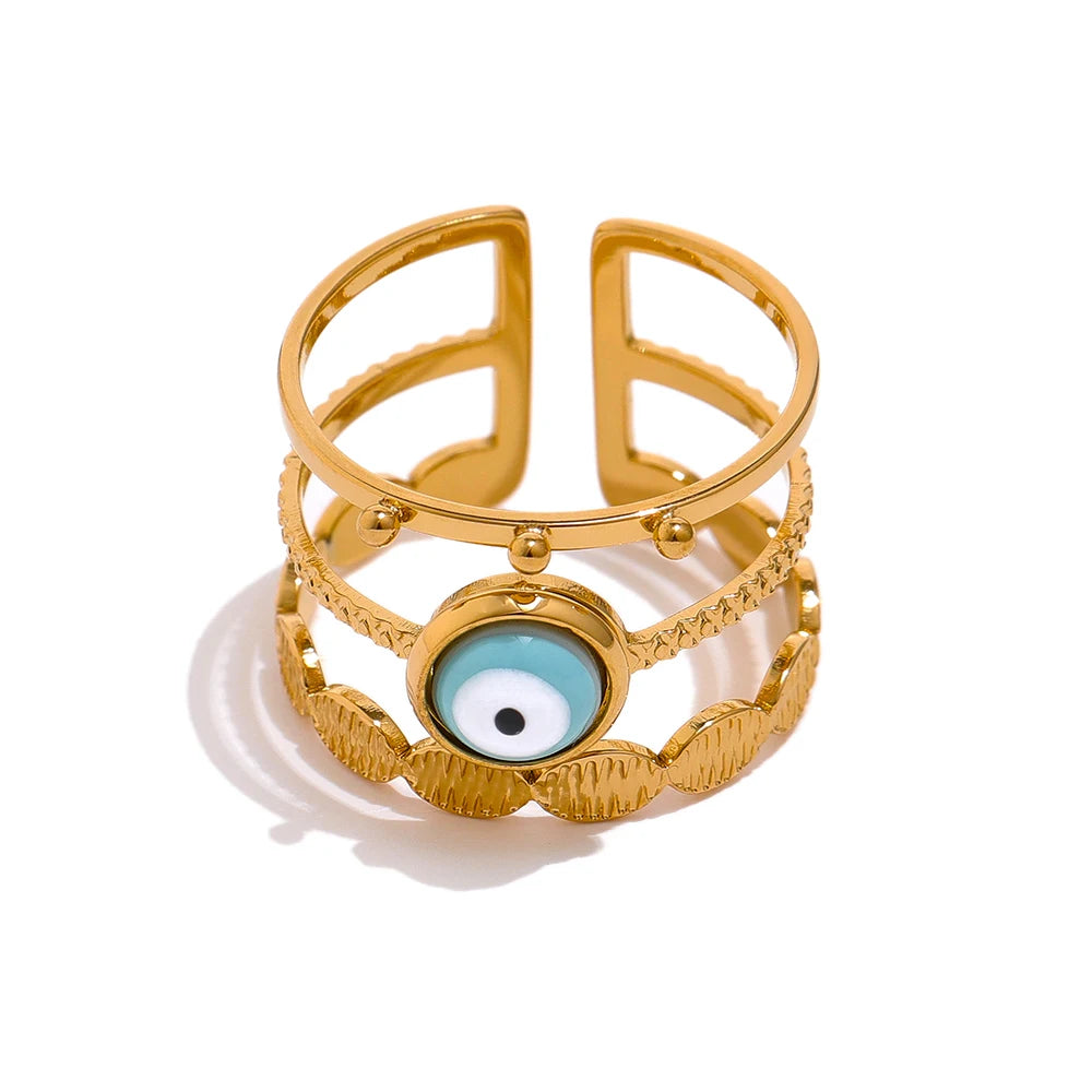 JINYOU 1589 New Designer Adjustable Finger Ring Stainless Steel Devil Eye Ring for Women